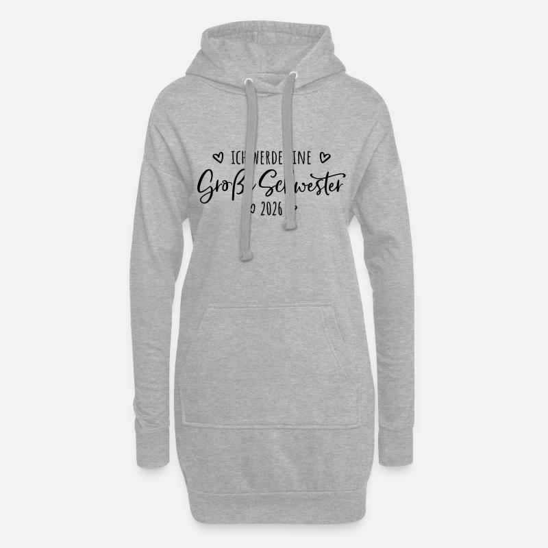 Ich werde eine große Schwester 2026 - Hoodie-Kleid - Grau meliert