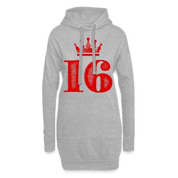 16 Zahl Krone - Hoodie-Kleid - Grau meliert - Vorne