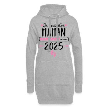 Je vais être maman en 2025 annonce naissance bébé - Sweat-shirt à capuche long Femme - gris chiné - Devant