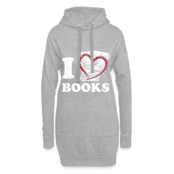 Lire les livres - Sweat-shirt à capuche long Femme - gris chiné - Devant