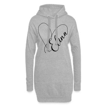 Elina Name Herzlinie - Hoodie-Kleid - Grau meliert - Vorne