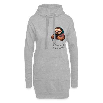 Brusttasche Faultier | Faultier in der Tasche - Hoodie-Kleid - Grau meliert - Vorne