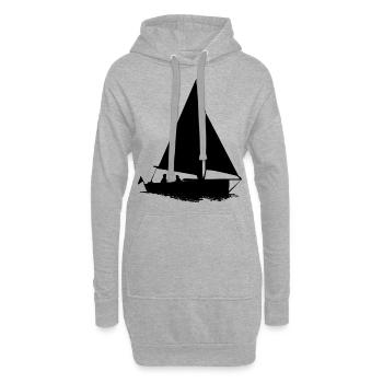 bateau à voile - Sweat-shirt à capuche long Femme - gris chiné - Devant