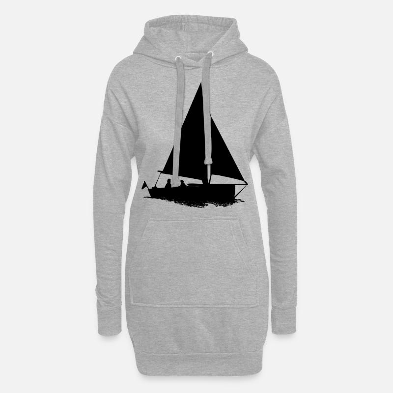 Segelboot - Hoodie-Kleid - Grau meliert