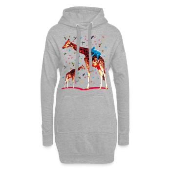 02 Giraffen Koala Kolibris Schmetterlinge - Hoodie-Kleid - Grau meliert - Vorne