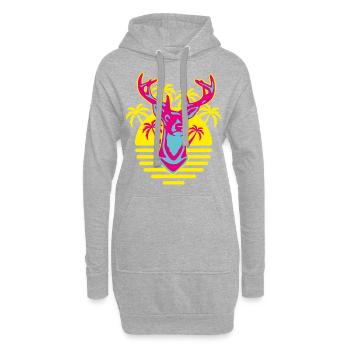 262 Cerf soleil palmiers - Sweat-shirt à capuche long Femme - gris chiné - Devant