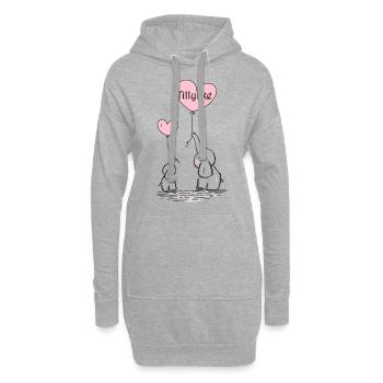 Éléphants avec des félicitations de ballon - Sweat-shirt à capuche long Femme - gris chiné - Devant