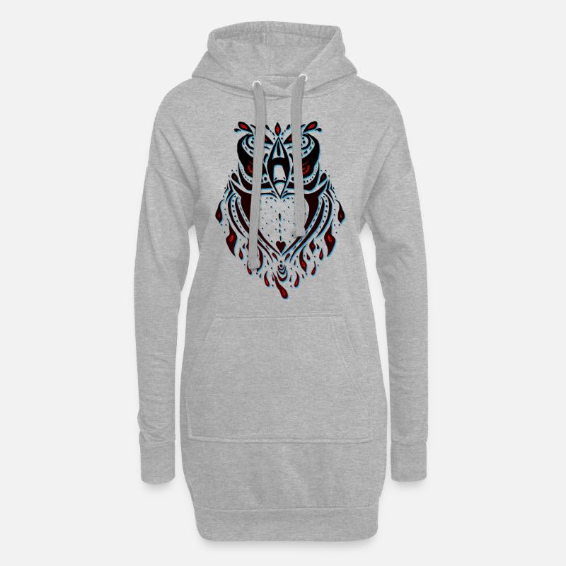 Eulen Eulen Zeichnung Stammes Eulen - Hoodie-Kleid - Grau meliert