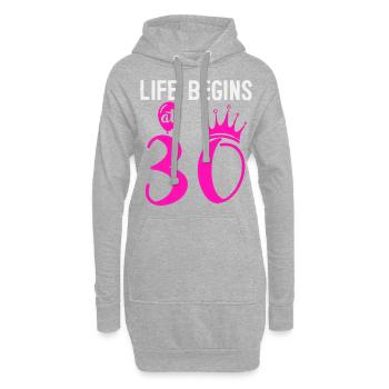 La vie commence à 30, 30 ans - Sweat-shirt à capuche long Femme - gris chiné - Devant