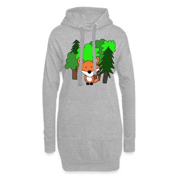 Fox in the forest - Hoodie Dress - heather grey - Front