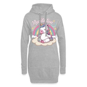Méditation Kawaii Licorne Méditation - Sweat-shirt à capuche long Femme - gris chiné - Devant