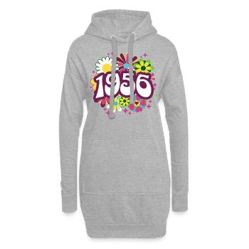 Hippi 70 Ans Femme Anniversaire 1956 - Sweat-shirt à capuche long Femme - gris chiné - Devant