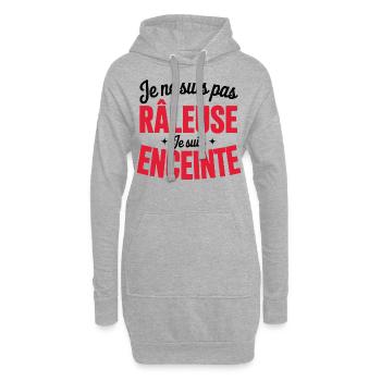 Grossesse Humour Maman Enceinte Raleuse - Sweat-shirt à capuche long Femme - gris chiné - Devant