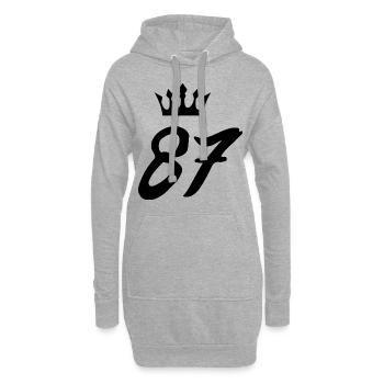 87 Zahl Krone - Hoodie-Kleid - Grau meliert - Vorne