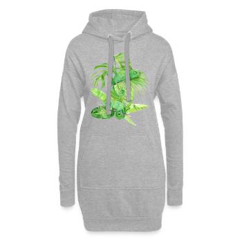 Chamäleon, grüne Chamäleon-Eidechsen - Hoodie-Kleid - Grau meliert - Vorne