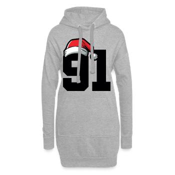 91 Numéro Noël - Sweat-shirt à capuche long Femme - gris chiné - Devant