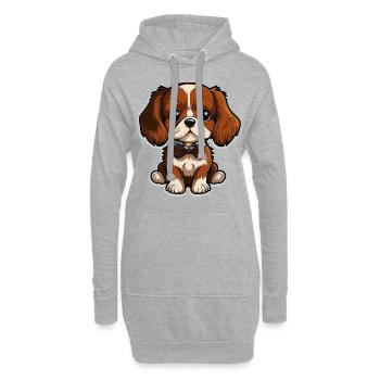 Eleganter Welpe - Hoodie-Kleid - Grau meliert - Vorne