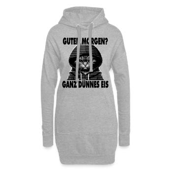 Spruch Lustig Katze Guten Morgen? Ganz dünnes Eis! - Hoodie-Kleid - Grau meliert - Vorne