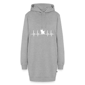 Katze Herzschlag Kätzchen Geschenkidee - Hoodie-Kleid - Grau meliert - Vorne