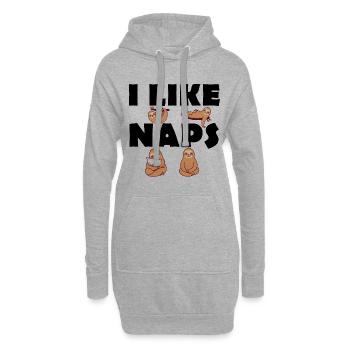 J’aime les siestes - Paresseux - Lève-tard - Sweat-shirt à capuche long Femme - gris chiné - Devant