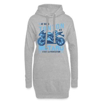 motard parfait tonton parfait oncle - Sweat-shirt à capuche long Femme - gris chiné - Devant