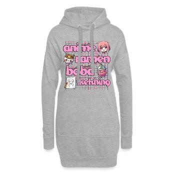 Anime Ramen Bubble Tea Dessin Kawaii - Sweat-shirt à capuche long Femme - gris chiné - Devant