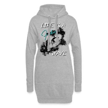 Surfer - Life Is A Fucking Wave | Noir - Sweat-shirt à capuche long Femme - gris chiné - Devant