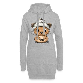 Quokka mignon mignon bébé enfants animal dessin animé - Sweat-shirt à capuche long Femme - gris chiné - Devant