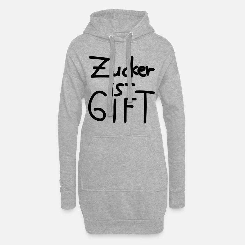 Zucker ist Gift - Hoodie-Kleid - Grau meliert