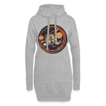 Astronaut im Weltraum mit Sonnensystem und - Hoodie-Kleid - Grau meliert - Vorne