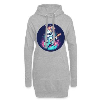 Coole Einhorn-Gitarren-Rocker - Hoodie-Kleid - Grau meliert - Vorne