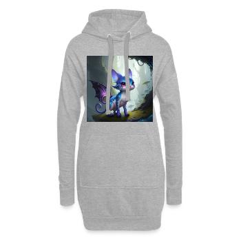 Chat extraterrestre avec des ailes, Fantastique - Sweat-shirt à capuche long Femme - gris chiné - Devant