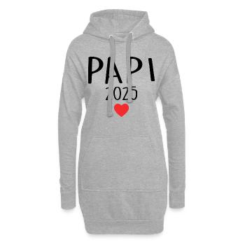 papa - futur papa 2025 - Sweat-shirt à capuche long Femme - gris chiné - Devant