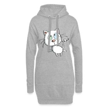 Katze auf Tour - Katzen - Kätzchen - Kitten - Tier - Hoodie-Kleid - Grau meliert - Vorne
