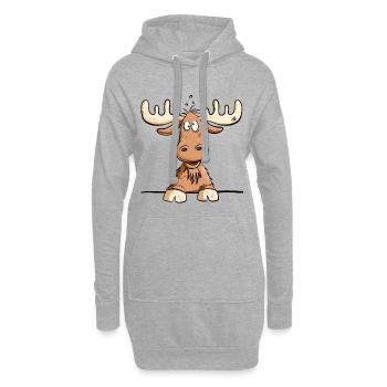 Happy Elch I Rentier I Comic I Geschenk - Hoodie-Kleid - Grau meliert - Vorne