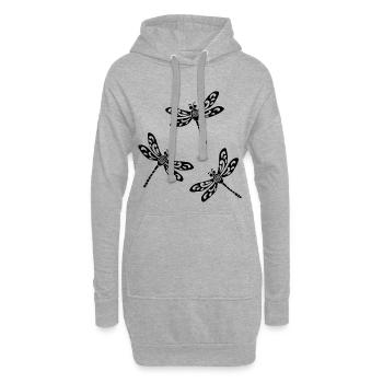 trio de libellules noires - Sweat-shirt à capuche long Femme - gris chiné - Devant