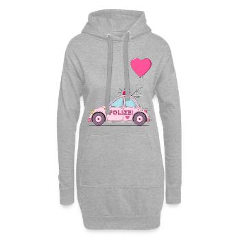 Polizeiauto Herz Rosa - Hoodie-Kleid - Grau meliert - Vorne