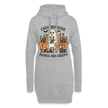 Katzen, weil Menschen gruselig sind – Halloween Ghost - Hoodie-Kleid - Grau meliert - Vorne
