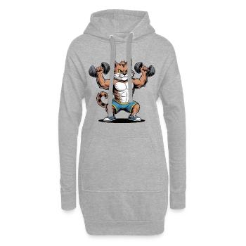 Katzenmuskelkraft Krafttraining - Hoodie-Kleid - Grau meliert - Vorne