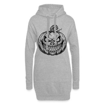 Citrouille d’Halloween en noir, le design de l’horreur - Sweat-shirt à capuche long Femme - gris chiné - Devant