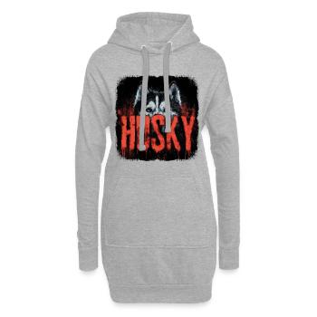 Chien husky – Hunde Portrait Design - Sweat-shirt à capuche long Femme - gris chiné - Devant