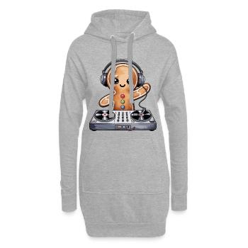 KeksDJ mit Kopfhörer - Hoodie-Kleid - Grau meliert - Vorne