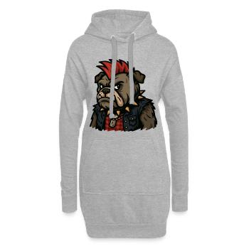 Punk Bulldogge mit Stacheln und Irokesenschnitt Cartoon Art - Hoodie-Kleid - Grau meliert - Vorne