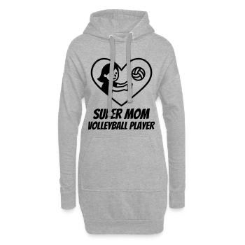 Super Mama Volleyballerin – Herz Volleyball - Hoodie-Kleid - Grau meliert - Vorne