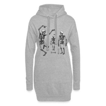 SKELETONS-TÄNZER #1 – schwarz & weiß - Hoodie-Kleid - Grau meliert - Vorne