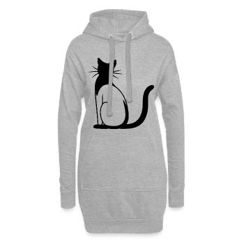 Dessin de chat - Sweat-shirt à capuche long Femme - gris chiné - Devant
