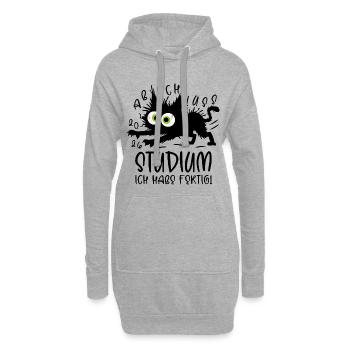 Studium 2026 Ich habe fertig! Katze - Hoodie-Kleid - Grau meliert - Vorne