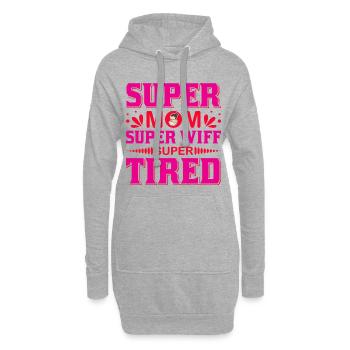 Super Maman Super Femme Super Fatiguée Chemise drôle - Sweat-shirt à capuche long Femme - gris chiné - Devant