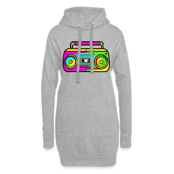 Neon Boombox Retro Pop Art - Hoodie-Kleid - Grau meliert - Vorne