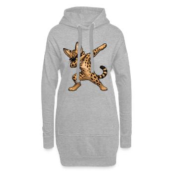 Dabbing Savannah Katze - Hoodie-Kleid - Grau meliert - Vorne